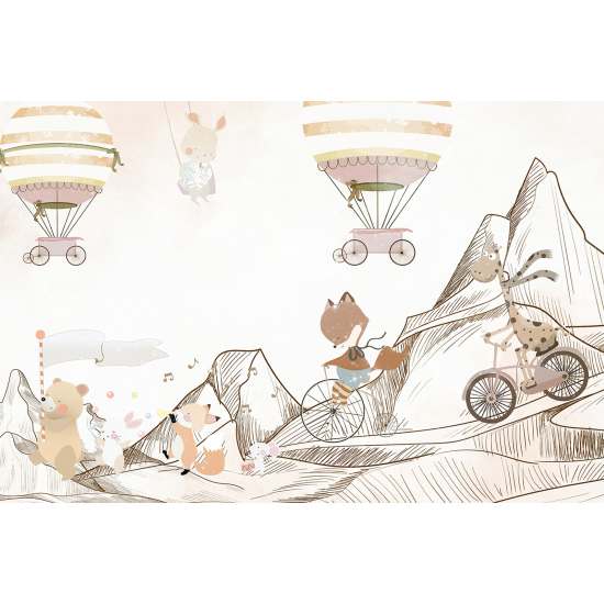 Papel pintado panorámico Niños - Animales Globos aerostáticos
