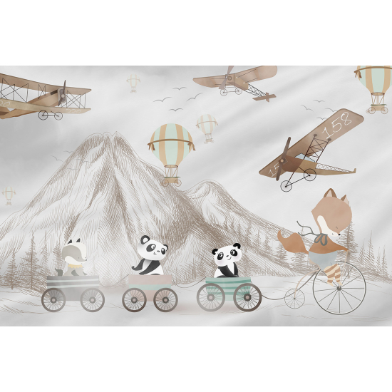 Papel pintado panorámico Niños - Animales Globos aerostáticos