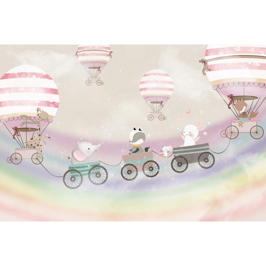 Papel pintado panorámico Niños - Animales Globos aerostáticos