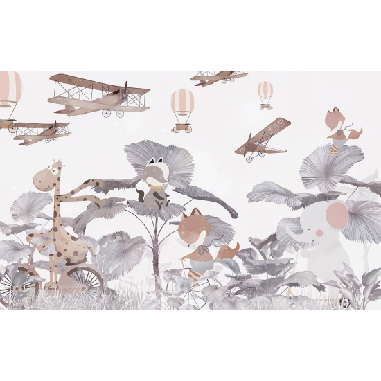 Papel pintado panorámico Niños - Animales Globos aerostáticos