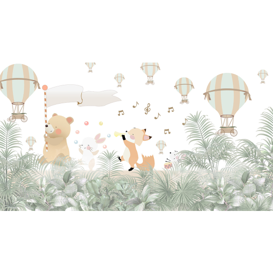 Papel pintado panorámico Niños - Animales Globos aerostáticos