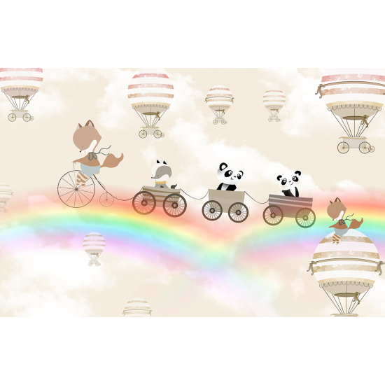 Papel pintado panorámico Niños - Animales Globos aerostáticos