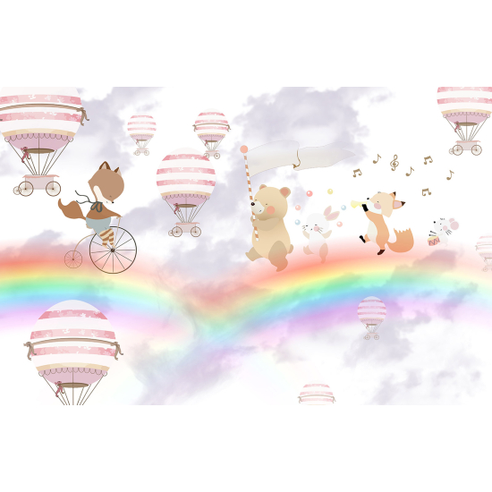 Papel pintado panorámico Niños - Animales Globos aerostáticos