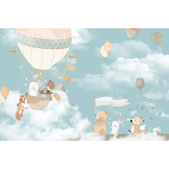Papel pintado panorámico Niños - Animales Globos aerostáticos