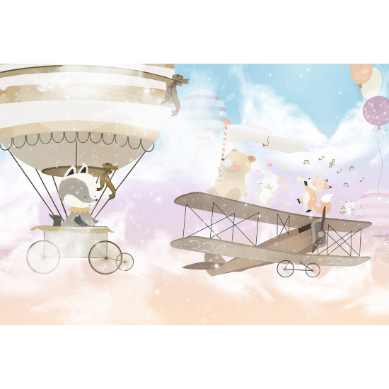 Papel pintado panorámico Niños - Animales Globos aerostáticos