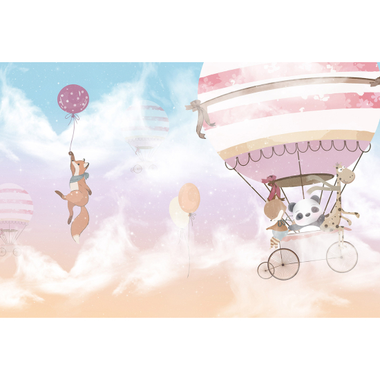 Papel pintado panorámico Niños - Animales Globos aerostáticos