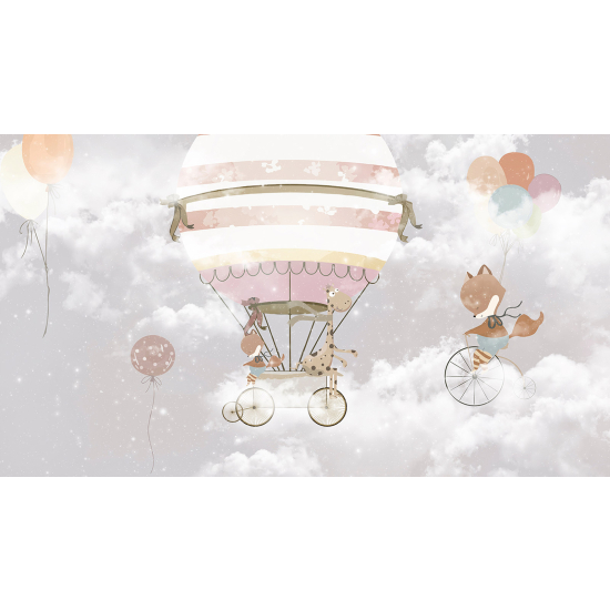 Papel pintado panorámico Niños - Animales Globos aerostáticos