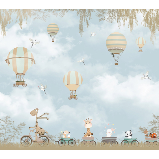 Papel pintado panorámico Niños - Animales Globos aerostáticos