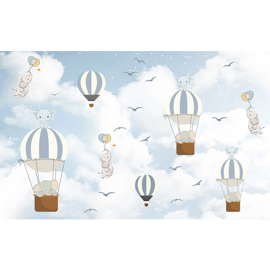 Papel pintado panorámico Niños - Animales Globos aerostáticos