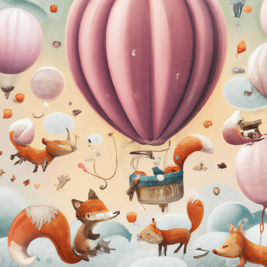 Papel pintado panorámico Niños - Animales Globos aerostáticos