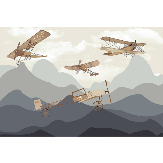 Papel pintado panorámico Niños - Aviones