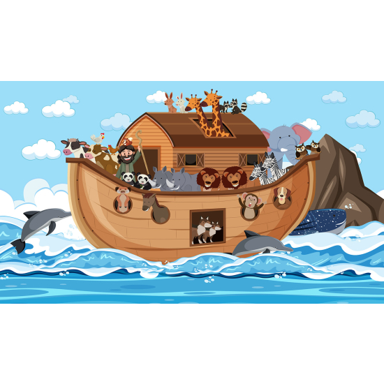 Papel pintado panorámico Niños - Barco Animales