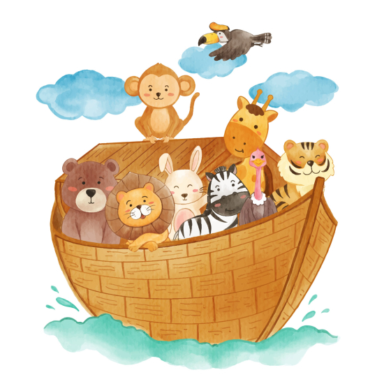 Papel pintado panorámico Niños - Barco Animales