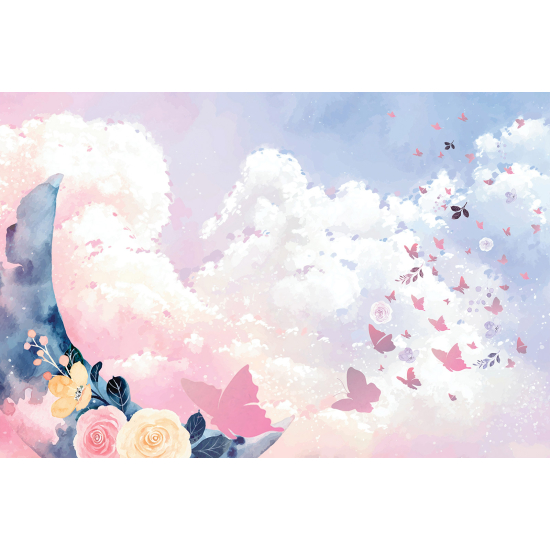 Papel pintado panorámico Niños - Cielo Mariposas