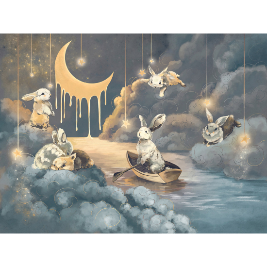 Papel pintado panorámico Niños - Conejos Luna