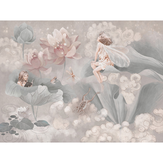 Papel pintado panorámico Niños - Hadas Flores