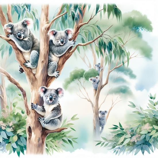 Papel pintado panorámico Niños - Koalas