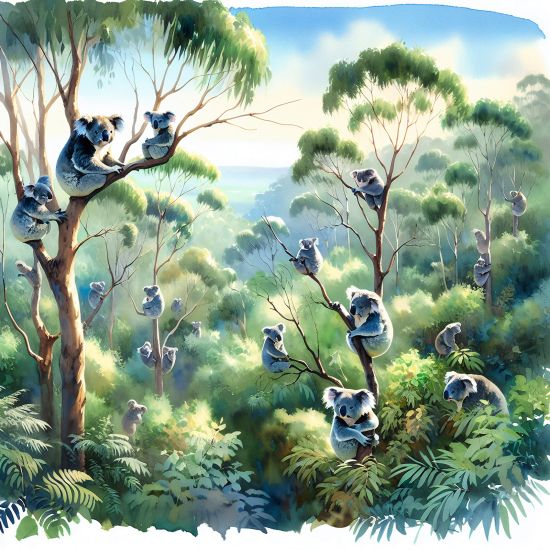 Papel pintado panorámico Niños - Koalas