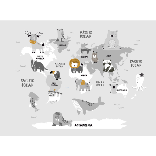Papel pintado panorámico Niños - Mapa del Mundo