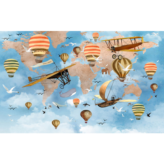 Papel pintado panorámico Niños - Mapa del Mundo