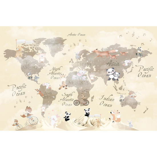 Papel pintado panorámico Niños - Mapa del Mundo