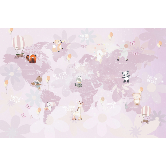Papel pintado panorámico Niños - Mapa del Mundo
