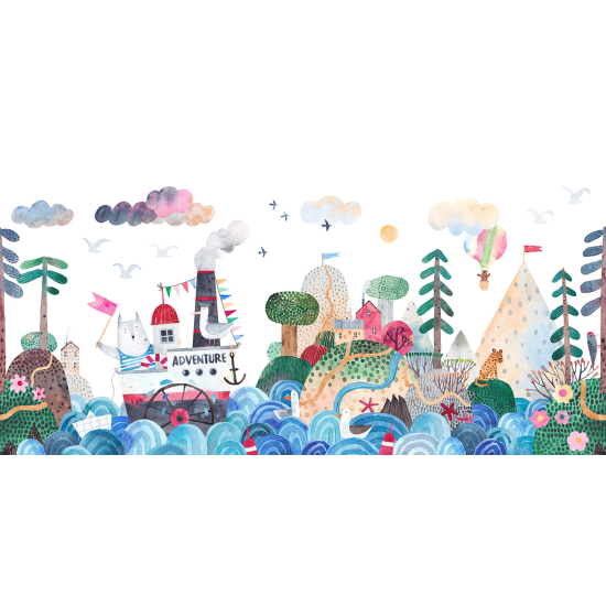 Papel pintado panorámico Niños - Mar Barco