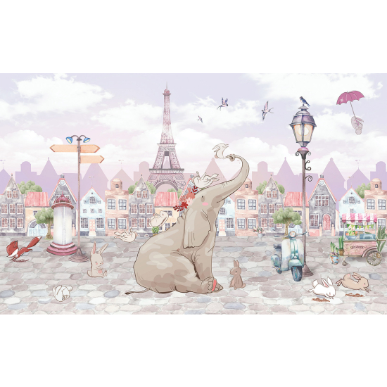 Papel pintado panorámico Niños - París Elefante
