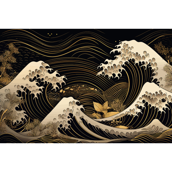 Papel pintado panorámico - Olas japonesas