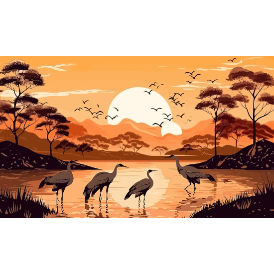 Papel pintado panorámico - Paisaje Pájaros