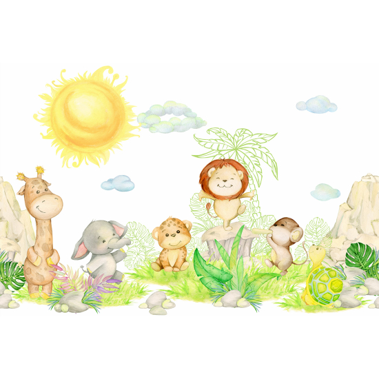 Papel pintado panorámico para niños - Infantil - Animales
