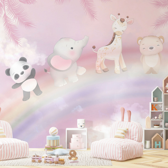 Papel pintado panorámico para niños - Infantil - Animales Arcoíris