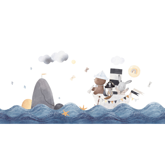 Papel pintado panorámico para niños - Infantil - Animales Barco