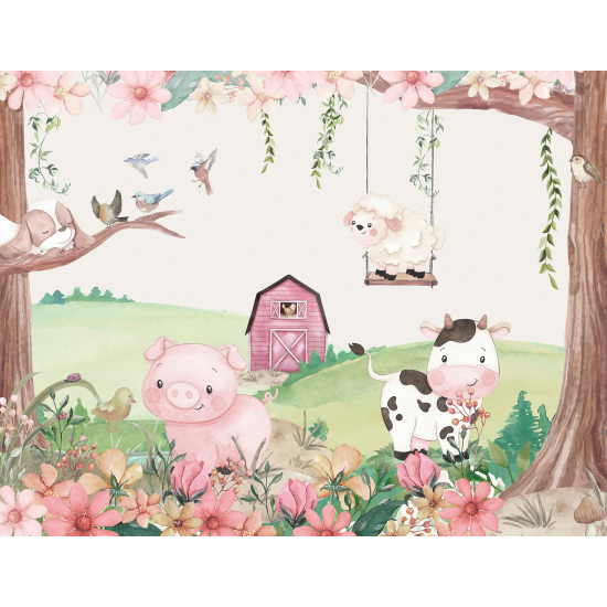 Papel pintado panorámico para niños - Infantil - Animales de la Granja