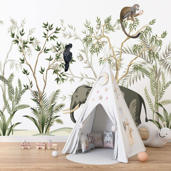 Papel pintado panorámico para niños - Infantil - Animales de la Selva