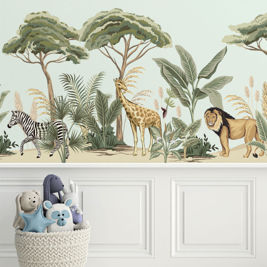 Papel pintado panorámico para niños - Infantil - Animales de la Selva