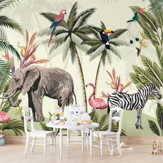 Papel pintado panorámico para niños - Infantil - Animales de la Selva