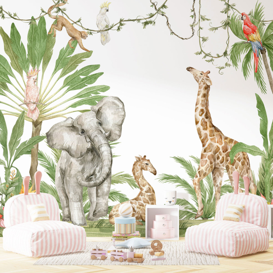 Papel pintado panorámico para niños - Infantil - Animales de la Selva