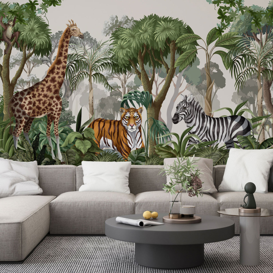 Papel pintado panorámico para niños - Infantil - Animales de la Selva