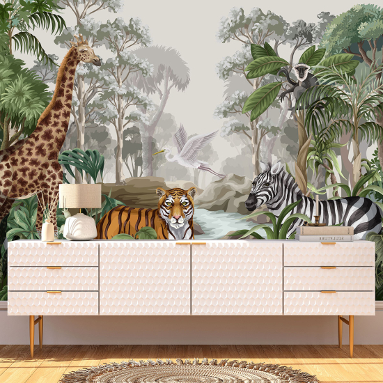 Papel pintado panorámico para niños - Infantil - Animales de la Selva
