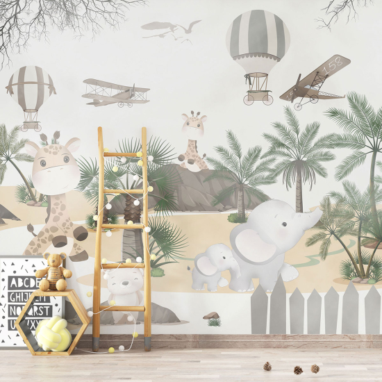 Papel pintado panorámico para niños - Infantil - Animales de la Selva