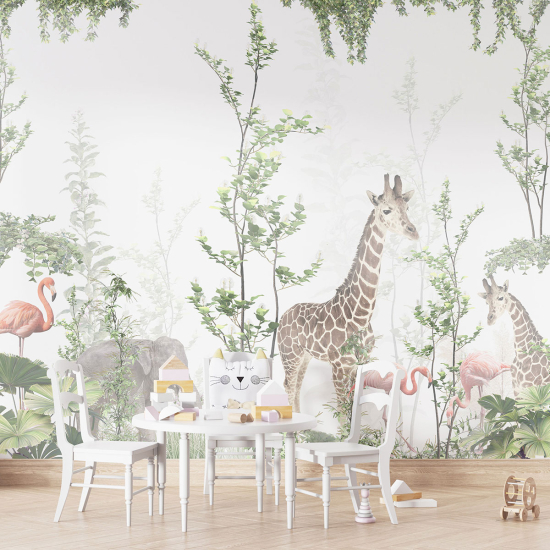 Papel pintado panorámico para niños - Infantil - Animales de la Selva