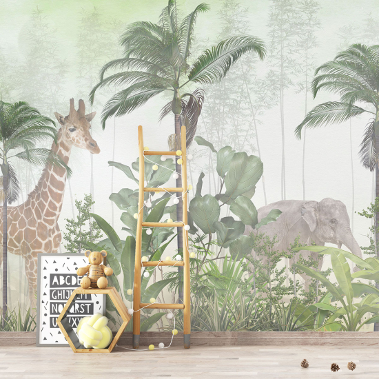 Papel pintado panorámico para niños - Infantil - Animales de la Selva