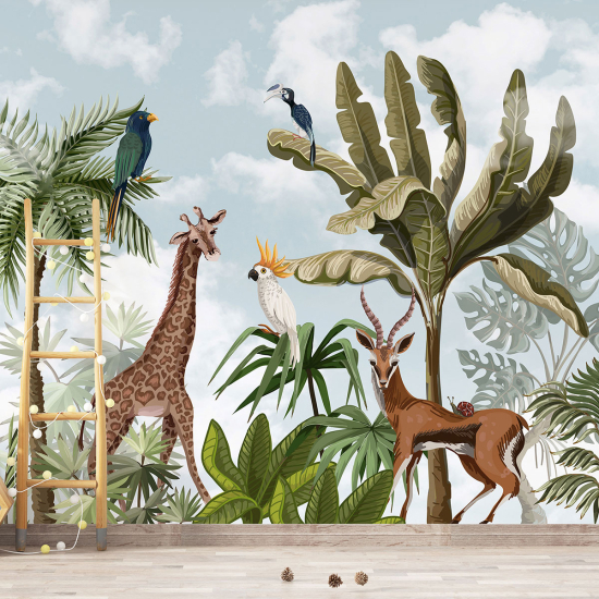 Papel pintado panorámico para niños - Infantil - Animales de la Selva