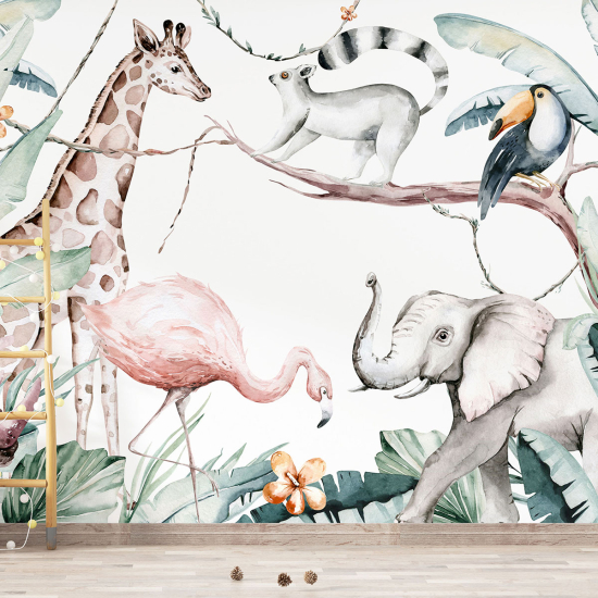 Papel pintado panorámico para niños - Infantil - Animales de la Selva