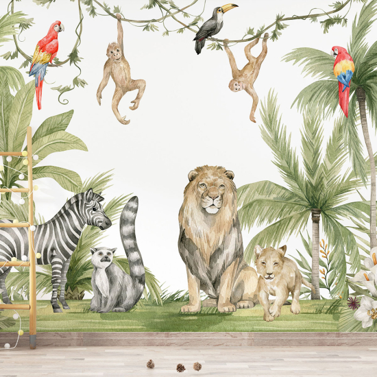 Papel pintado panorámico para niños - Infantil - Animales de la Selva