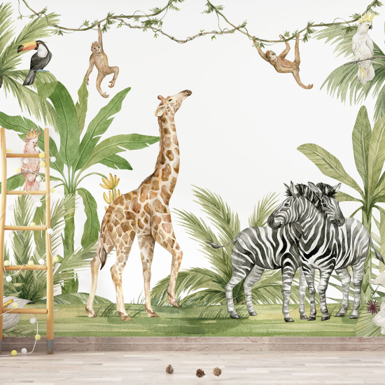 Papel pintado panorámico para niños - Infantil - Animales de la Selva