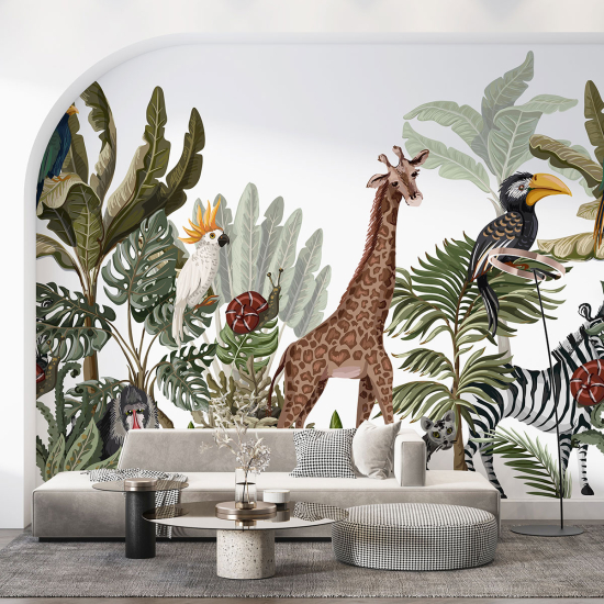 Papel pintado panorámico para niños - Infantil - Animales de la Selva
