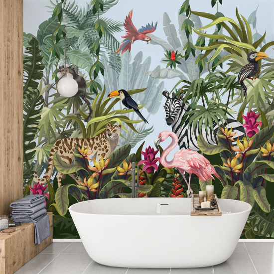 Papel pintado panorámico para niños - Infantil - Animales de la Selva