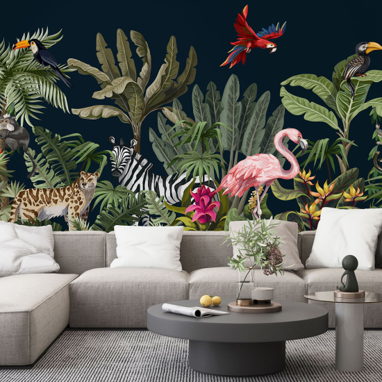 Papel pintado panorámico para niños - Infantil - Animales de la Selva